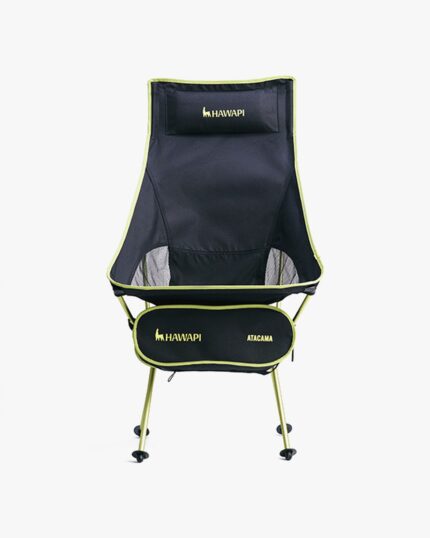 Cadeira Moon Chair Alumínio Atacama com Encosto de Cabeça Ultraleve Preto e Verde Limão Hawapi