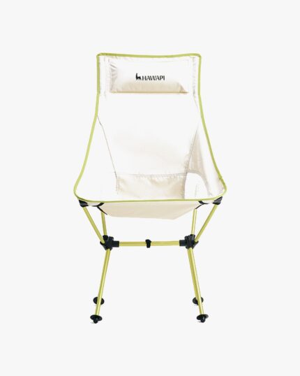 Cadeira Moon Chair Alumínio Atacama com Encosto de Cabeça Ultraleve Marfim e Verde Limão Hawapi