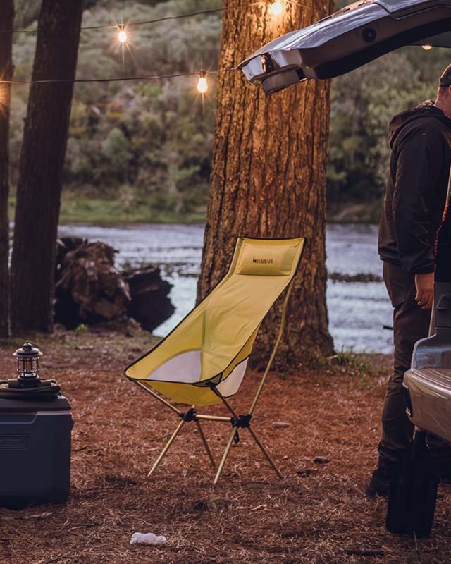 Cadeira Moon Chair Alumínio Atacama com Encosto de Cabeça Ultraleve Verde Limão e Preto Hawapi
